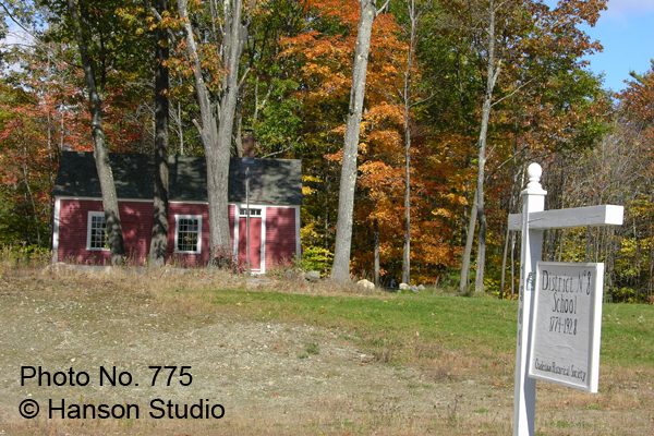Charlestown, NH - Little Red Schoolhouse with Sign - Fall